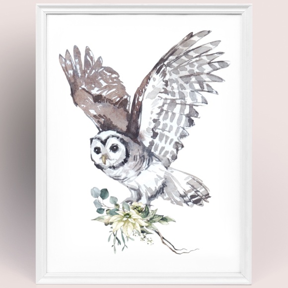 Owl Illustration Watercolor Wall Art Print Poster Portrait Unframed - Picture 5 of 10